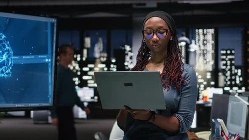 Programmer in Office Developing Complex Machine Learning Algorithms