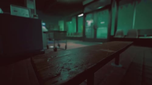 Dark Retro Waiting Room Interior