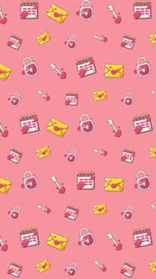 Cute Romantic Icons Seamless Vertical Scrolling Pattern