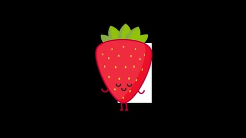 Animated Cute Flat Design Dancing Strawberry Character