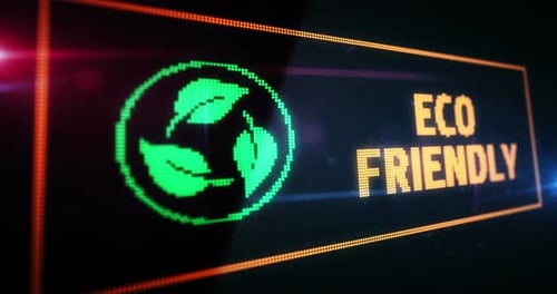 Futuristic Pixelated Eco Friendly Digital Display with Rotating Leaves