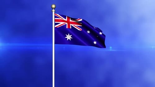 Realistic Australian Flag Waving Seamless Loop Animation