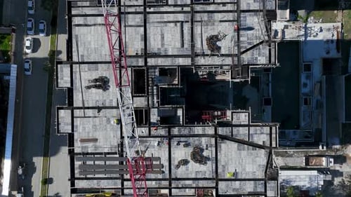 Aerial Video of Building Tower With Open Framework