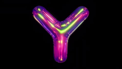 Futuristic Iridescent Letter Y Balloon Animation