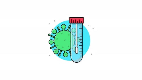 Animated COVID-19 Test Tube and Virus Icon
