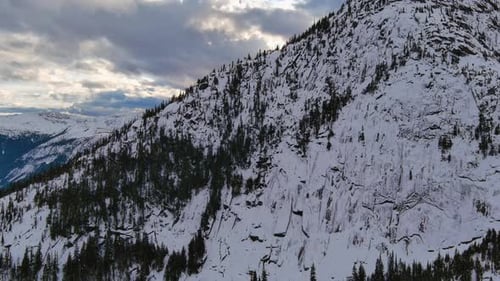 Snow Covered Mountain Peak in Canadian Nature Remote Location BC Canada