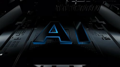 3D AI Technology Title Reveal on Circuit Board