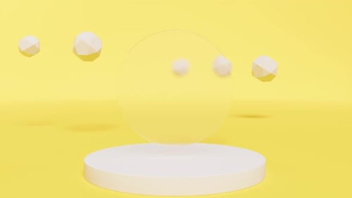 White Stage Mockup Glass on Yellow Back Able to Loop Endless