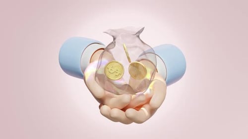 Hands Holding a Bag of Coins