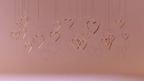 Gold 3D Hearts