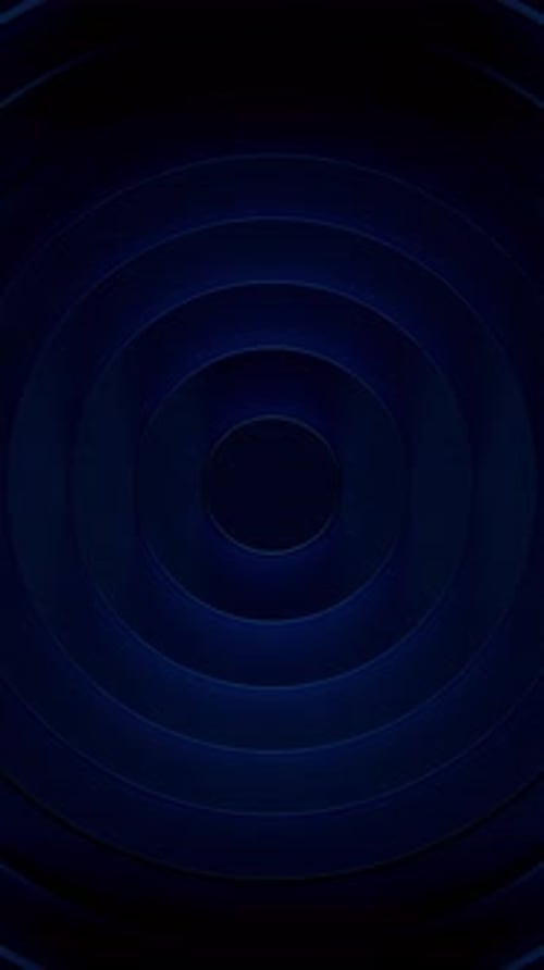 Deep Blue Vertical Concentric Rings Forming Minimal Abstract Tunnel. Looped 3D rendering