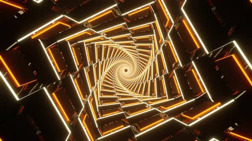 White And Orange Neon Glowing Spiral Chess Type Background Vj Loop In 4K