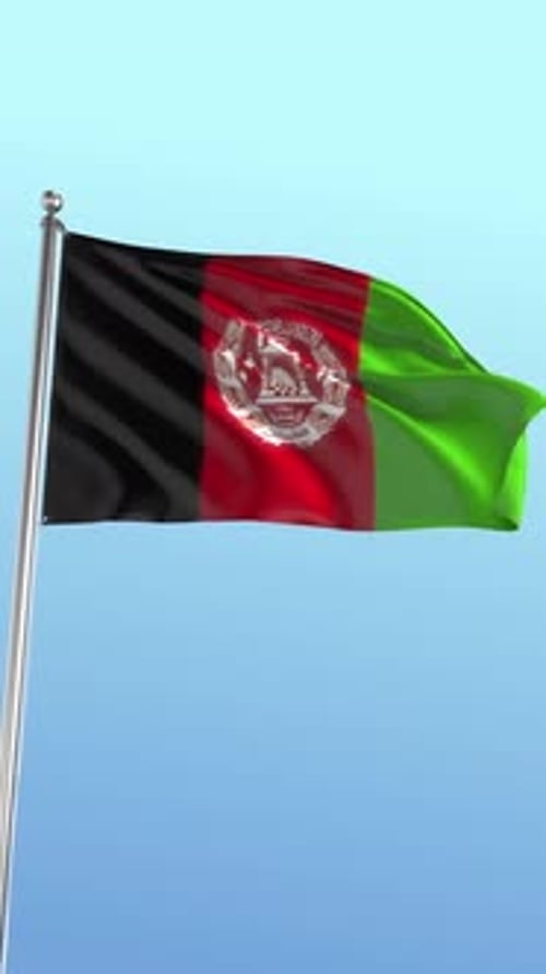 Waving Afghanistan Flag Animation Against Blue Sky