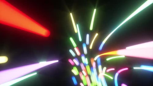 Colorful Neon Light Trails Streaking Abstract Background