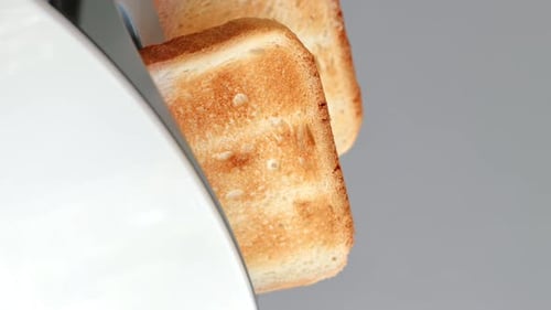 Golden-Brown Toast Rising From Modern Toaster
