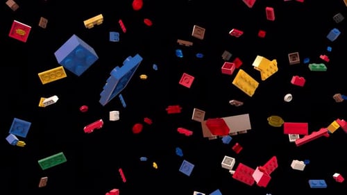 Vibrant Colored Plastic Building Blocks Falling In Seamless Loop