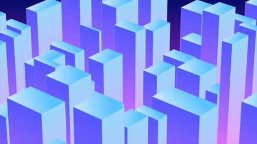 Abstract 3d cubes rectangles blue gradient in the form of a big city with skyscrapers