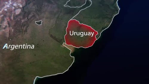 3D Earth Map Zoom and Highlight of Uruguay