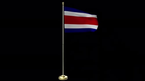 Costa Rica National Flag Waving Animation on Pole