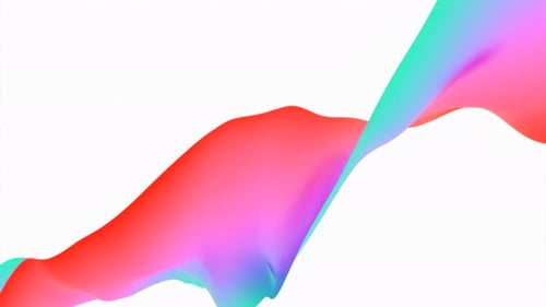 Colorful Strip of Fabric Moves in Waves