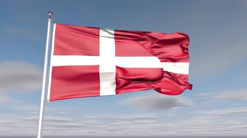 Realistic Denmark Flag Waving In Wind
