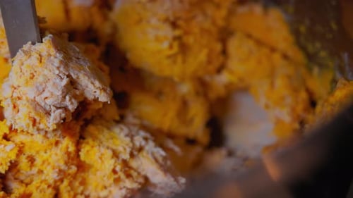 Mixing Dough in Electric Mixer Machine Mixes Pasta Dough Mixer Kneading a Dough in Slow Motion Video