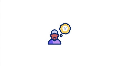 Animated Flat Design Icon of Fearful Person Thinking