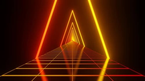 Orange And Red Sci Fi Neon Glowing Cyberpunk Road Background Vj Loop In 4K
