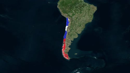 Animated World Map Zoom and Chile Flag Reveal