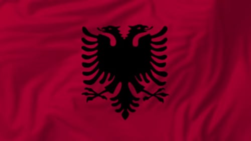Seamless Loop of Realistic Waving Albanian Flag