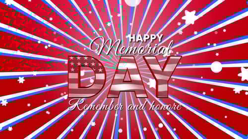 Happy Memorial Day Title Animation with Patriotic Starburst Background