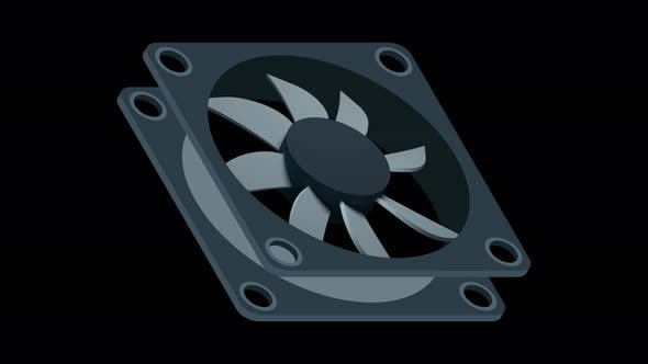 Isometric computer fan animation. Computer fan cooler. Isometric of PC ...