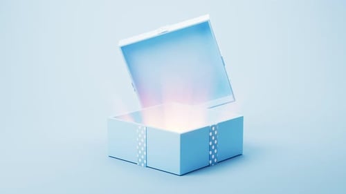 Elegant Gift Box Opening with Glowing Light Reveal