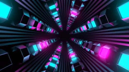 Cyan And Pink Strobe Shape Tunnel Background Vj Loop In 4K