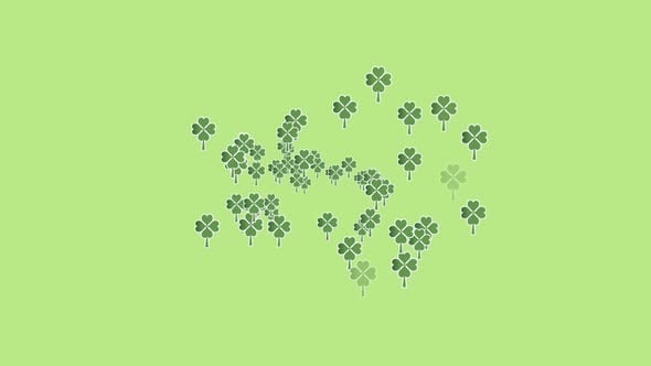 Digital animation of multiple clover leaves forming against green ...