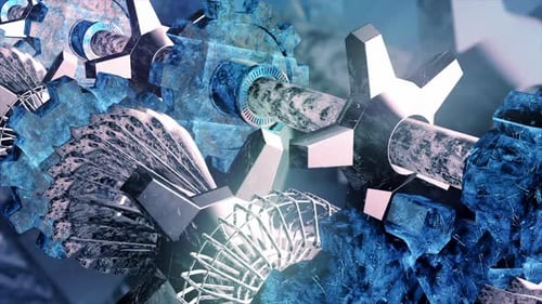 Gearwheels spinning background with marble colorful parts