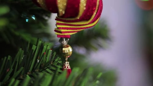 Christmas Ornament Close-up on Decorated Tree
