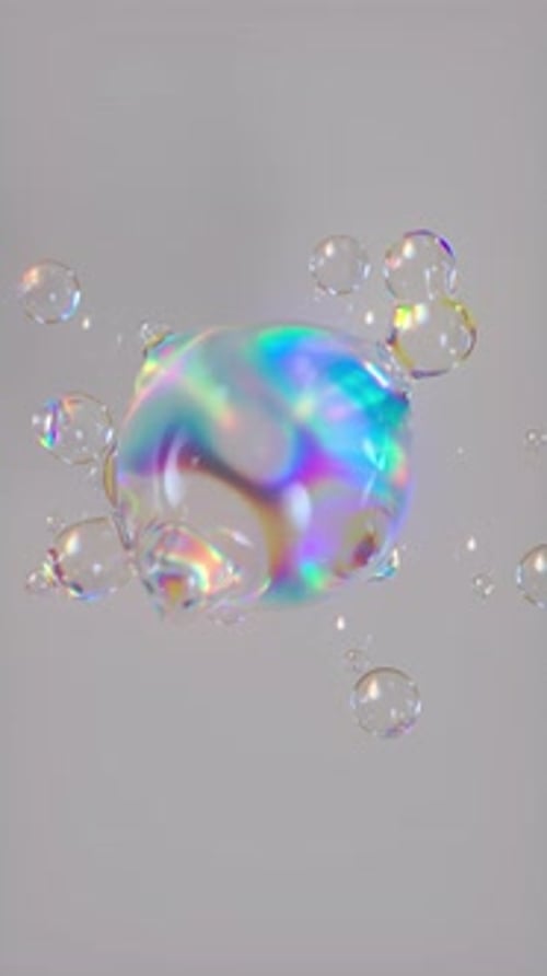 Metaball liquid transparent iridescent blobs.