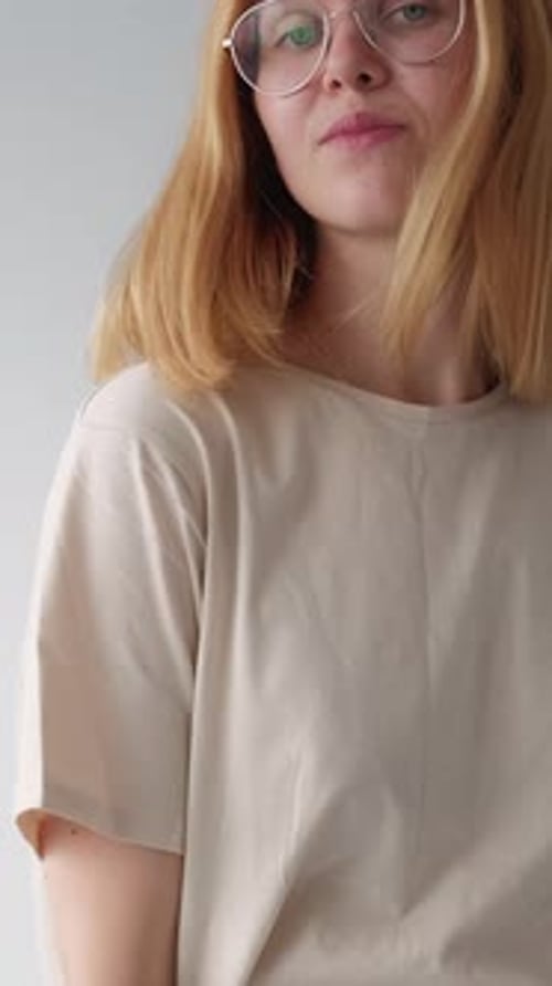 Vertical Woman Posing Photo Session Model Studio