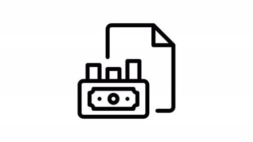Business Finance Animated Icon with Documents and Money