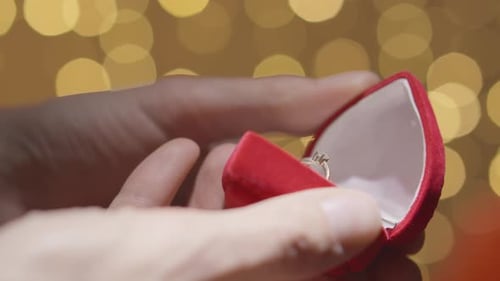 Close Up of Engagement Ring in Box