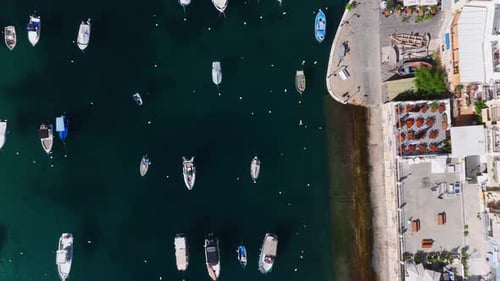 Aerial Top Down View of Sliema Waterfront Quay and Promenade Malta