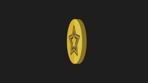 Rotating Gold Star Coin Animation Loop