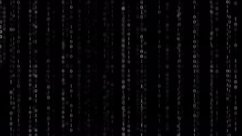 CG Binary Digits Rows Changes at Time Black Background Streaming Data Concept
