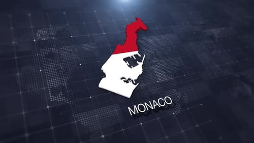Monaco Country Map with Flag Digital Animation