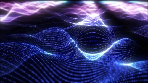 Futuristic Glowing Blue Particle Waves Background Loop