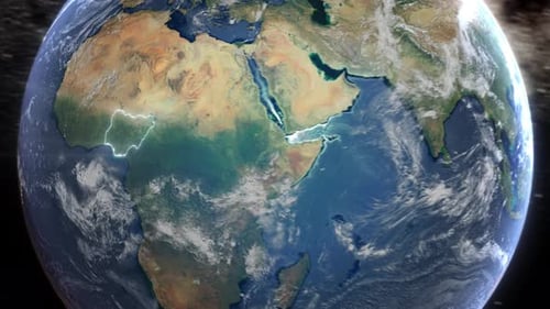 Realistic Earth Orbit and Zoom Glowing Borders Nigeria
