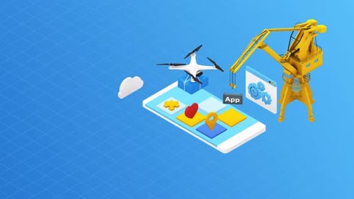 Разработка приложения Изометрическая иллюстрация Создание будущего мобильных технологий