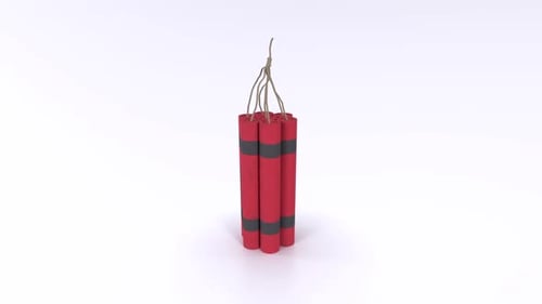 3d Rendering Of Dynamite Bomb Isolated On White Background Rotating Loop