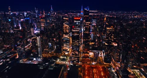 Dazzling never-sleeping New York at night.